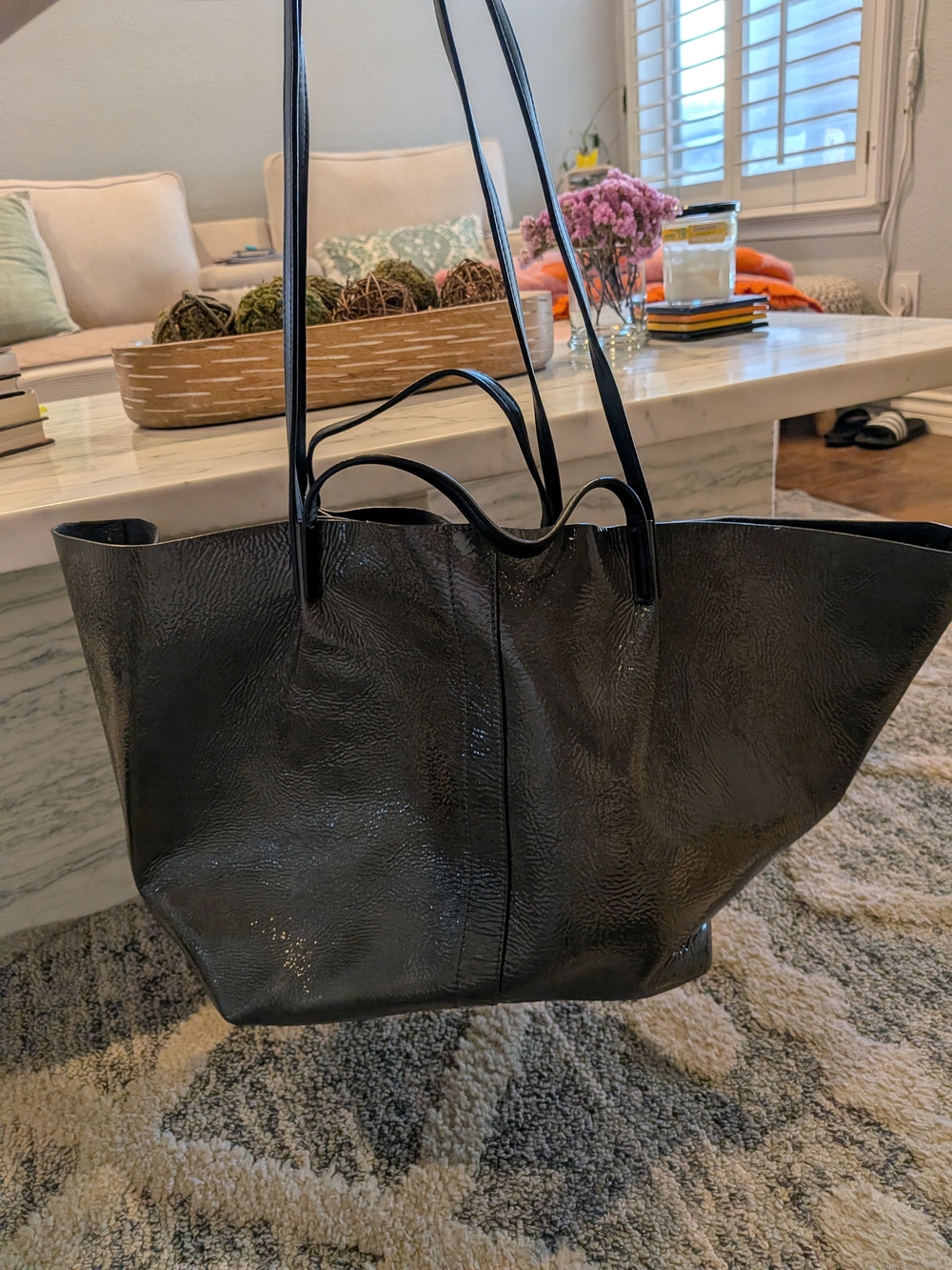 All saints Odette Leather East West Tote Bag - Patent Leather